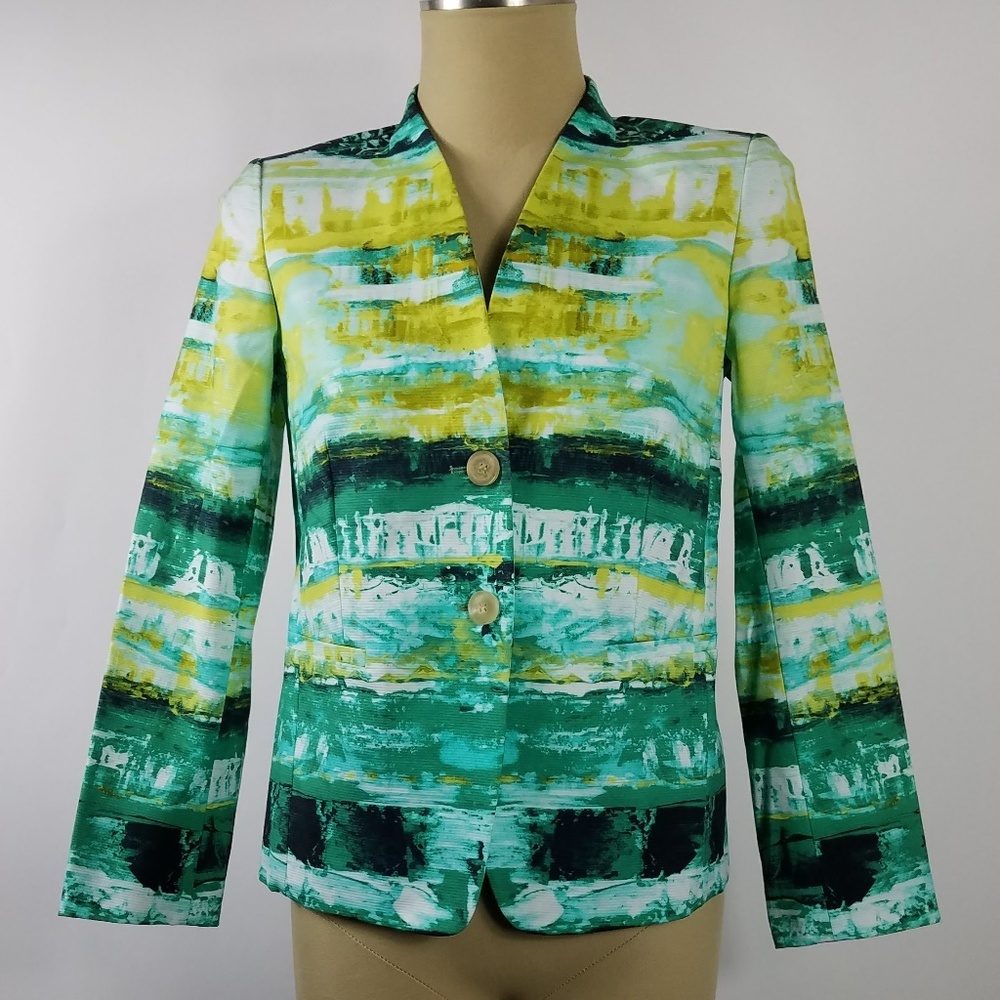 LAFAYETTE 148 Lilith Printed Graphic Aquarium Jacket Blazer - Picture 2 of 6